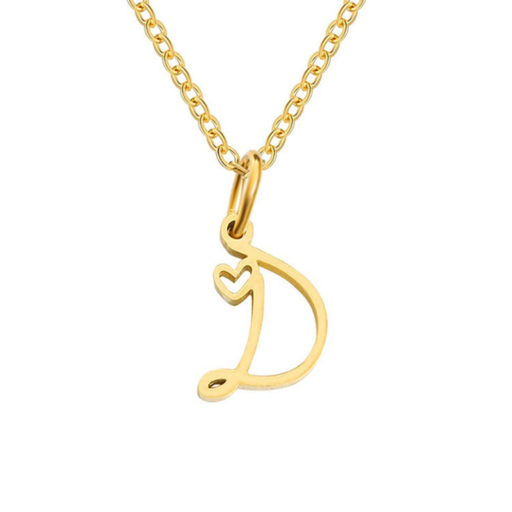 Letter Necklace with Heart Detail