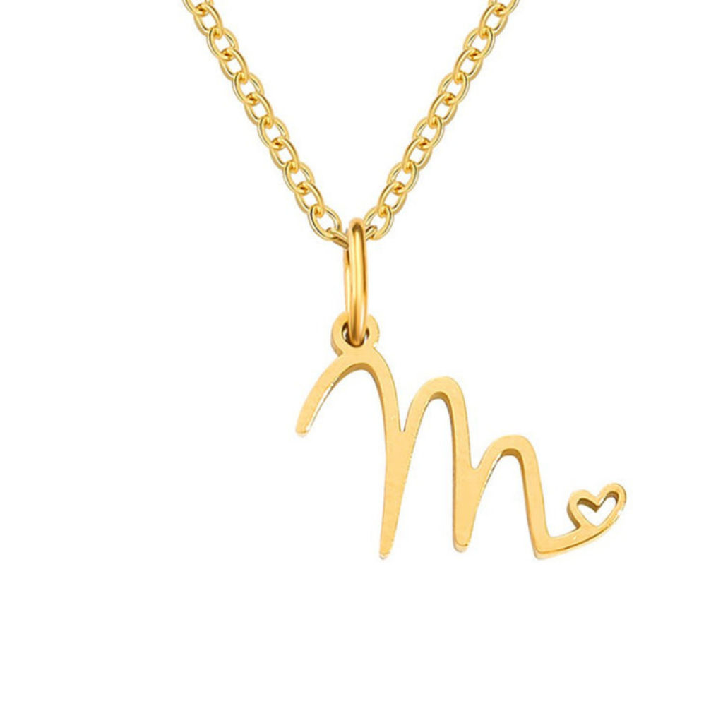 Letter Necklace with Heart Detail