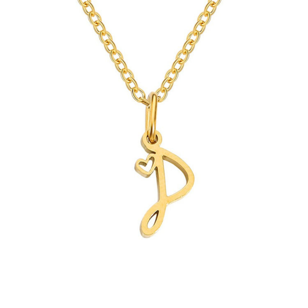 Letter Necklace with Heart Detail