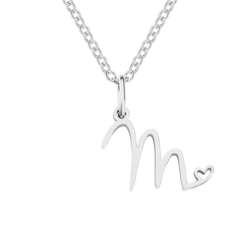 Letter Necklace with Heart Detail