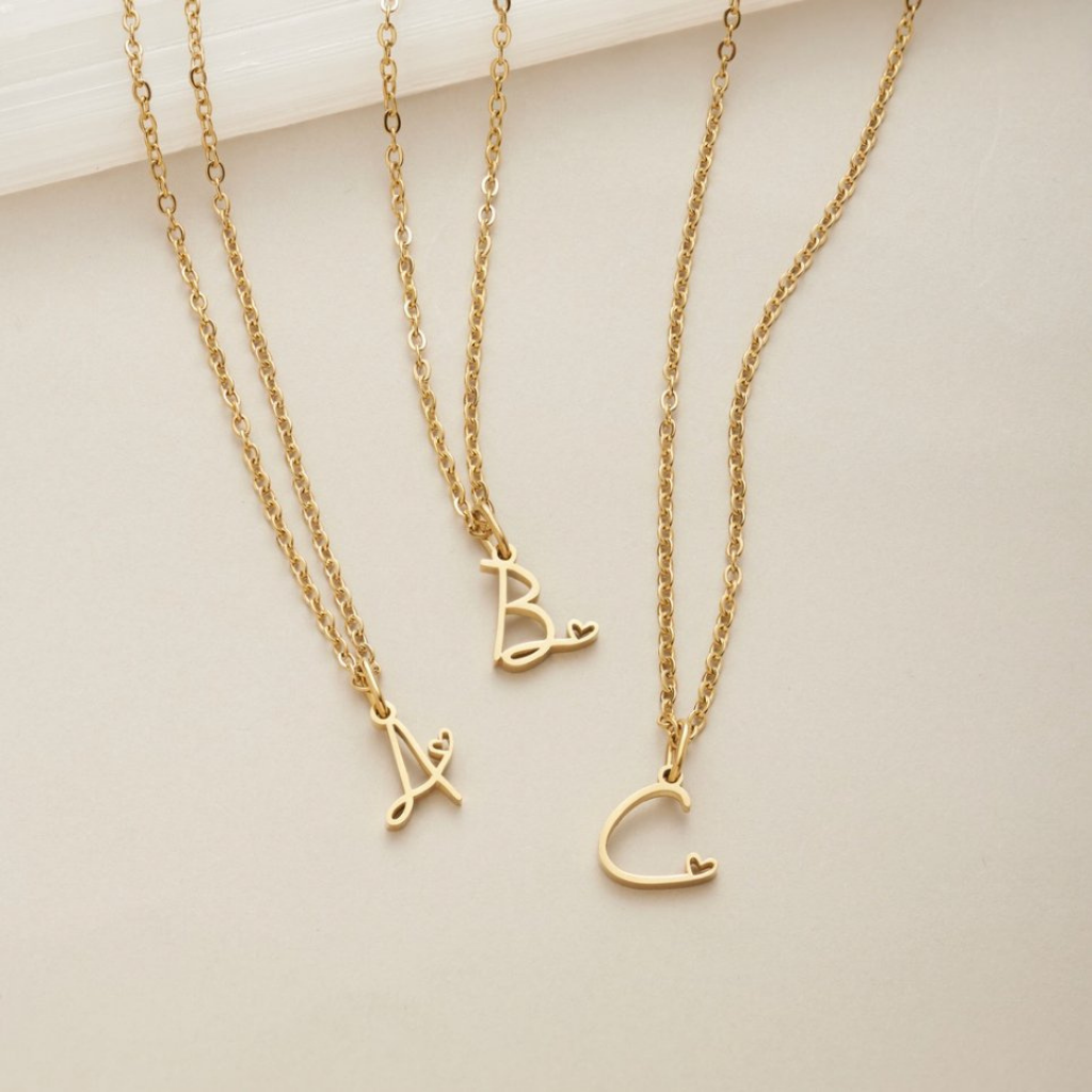 Letter Necklace with Heart Detail