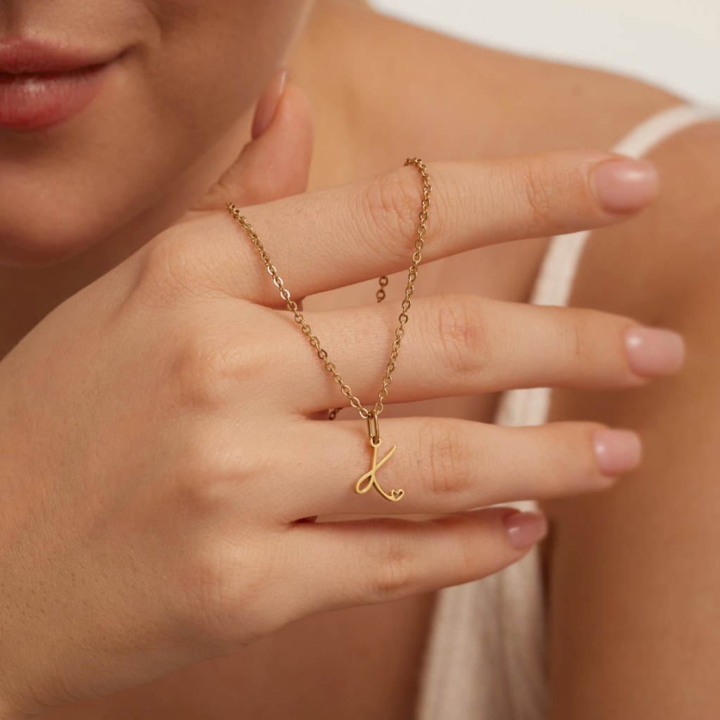 Letter Necklace with Heart Detail