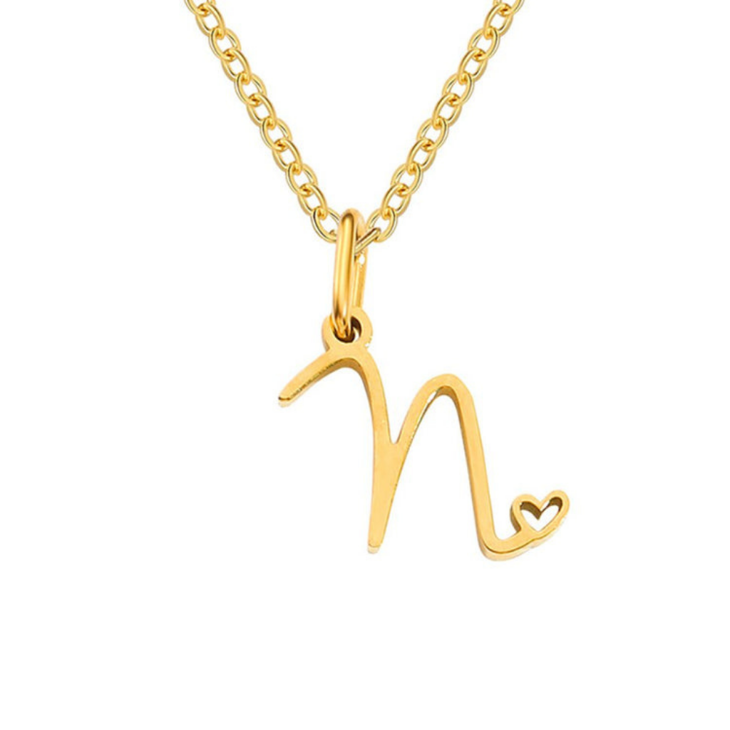 Letter Necklace with Heart Detail