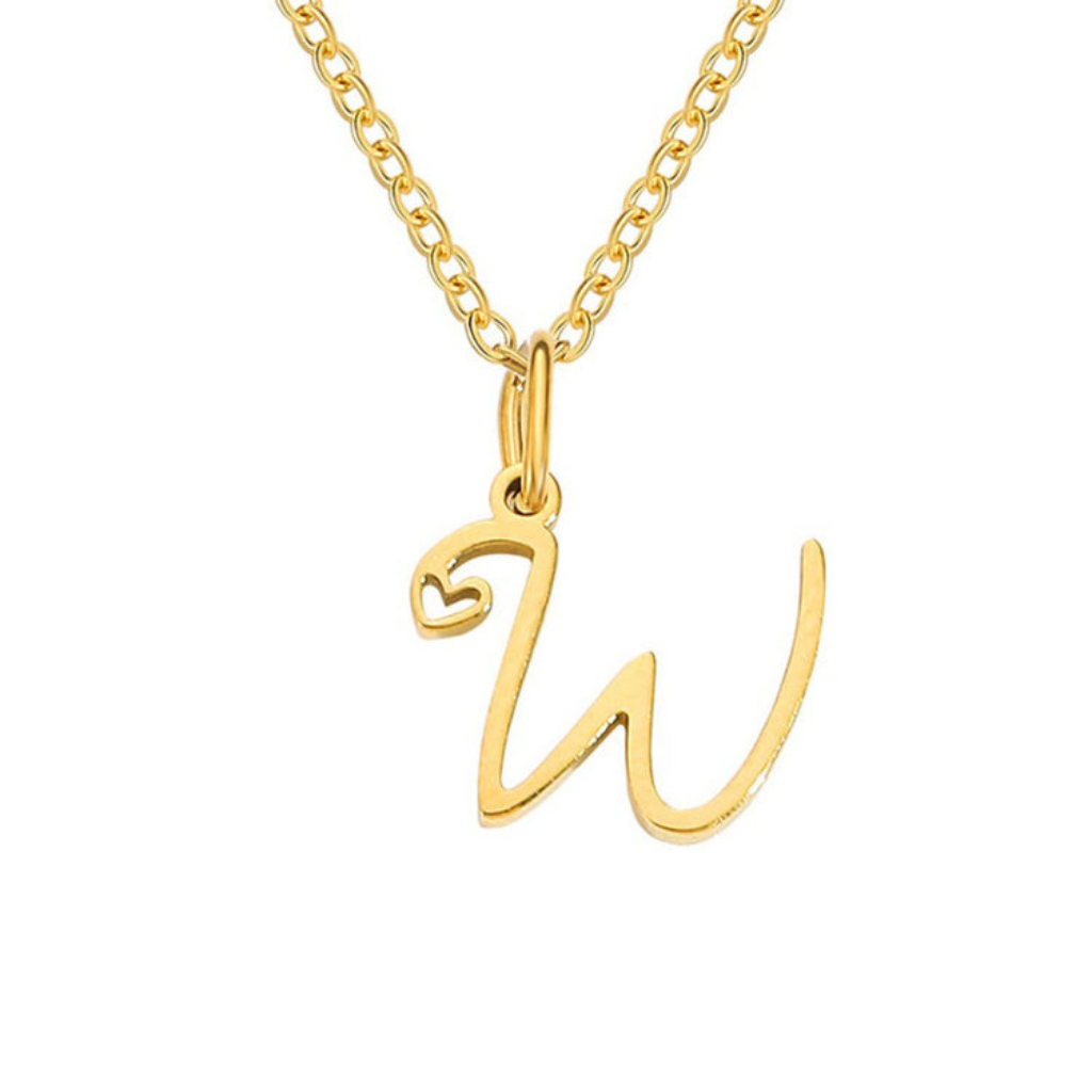 Letter Necklace with Heart Detail
