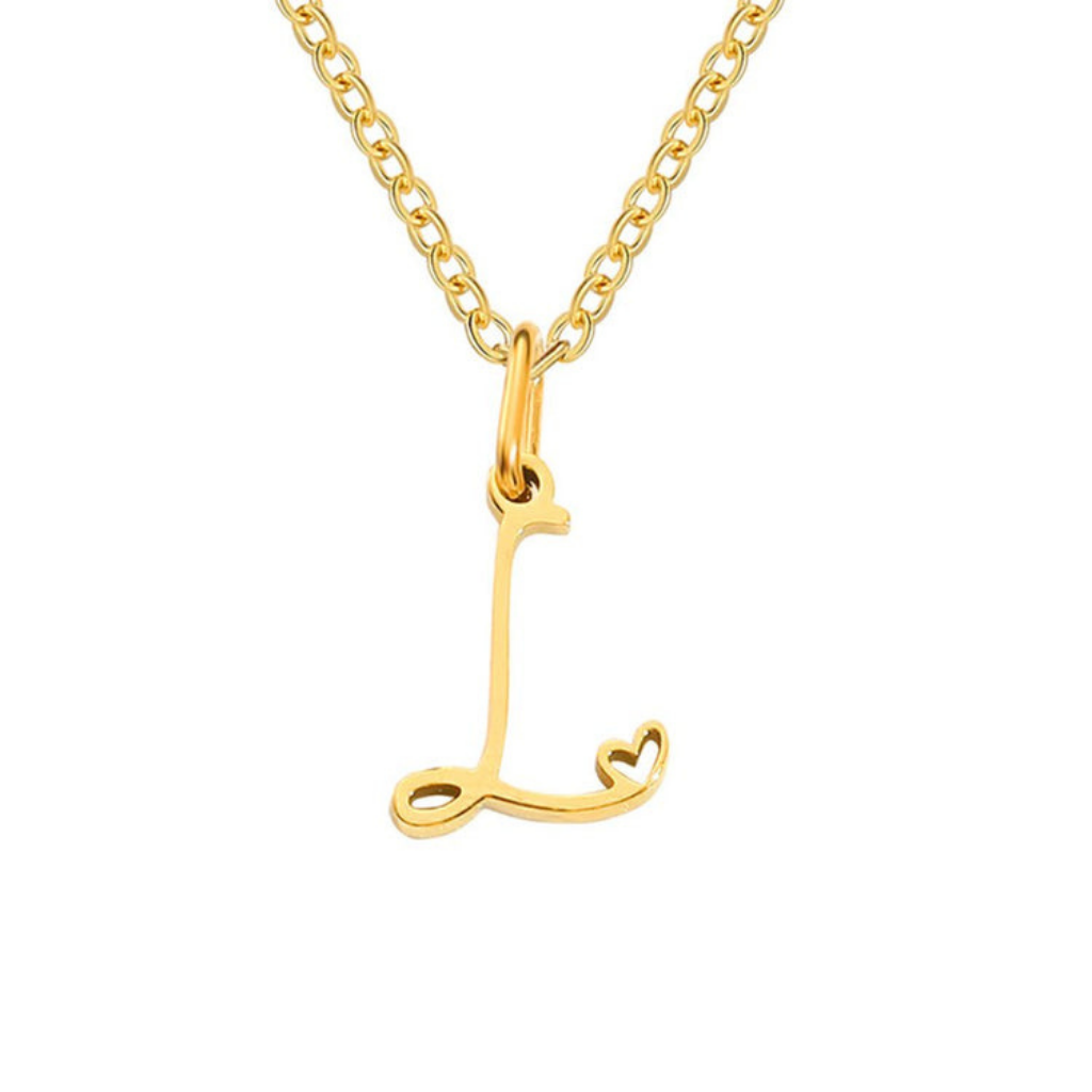 Letter Necklace with Heart Detail