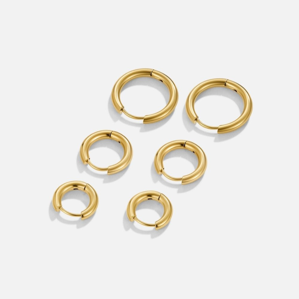 Gold Trio Mini Hoop Set with Layered Hoop Design