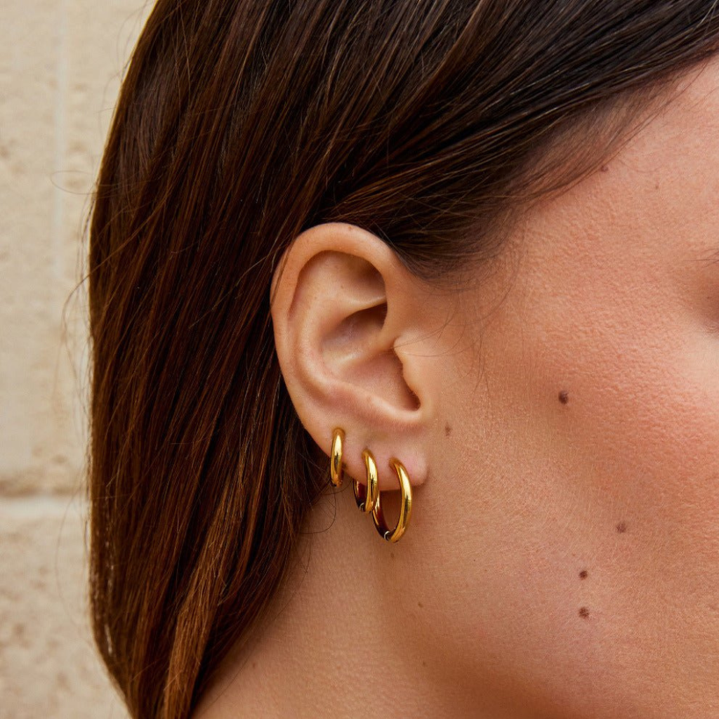 Gold Trio Mini Hoop Set with Layered Hoop Design