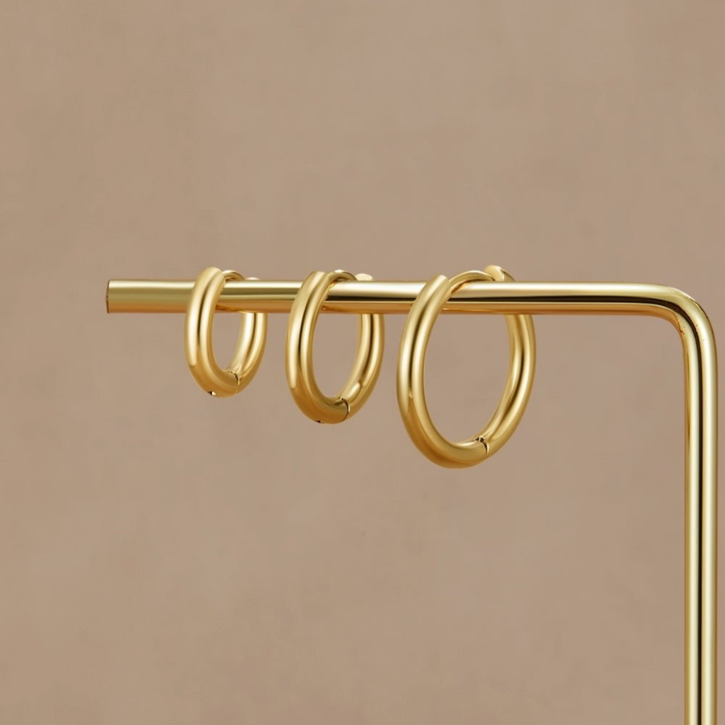 Gold Trio Mini Hoop Set with Layered Hoop Design