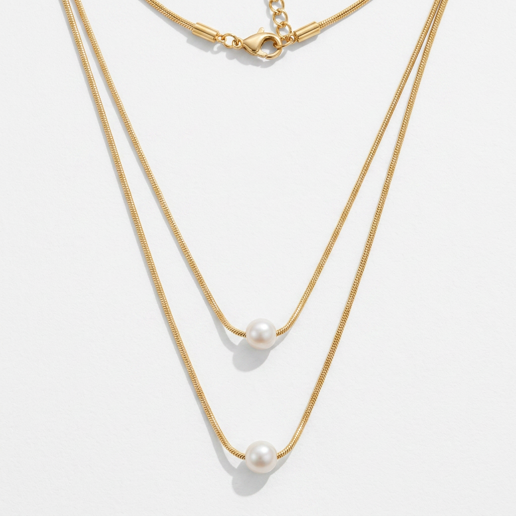 Layered Necklace with Freshwater Pearls