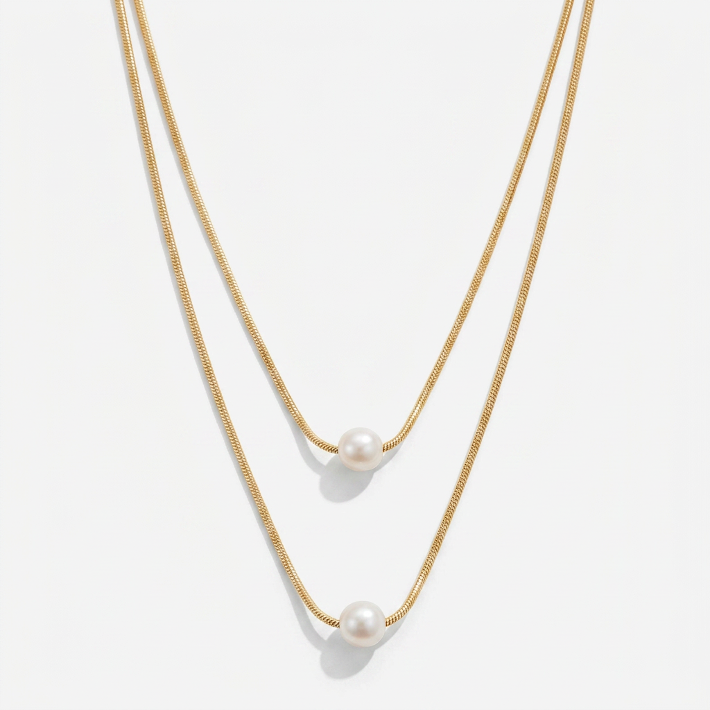 Layered Necklace with Freshwater Pearls