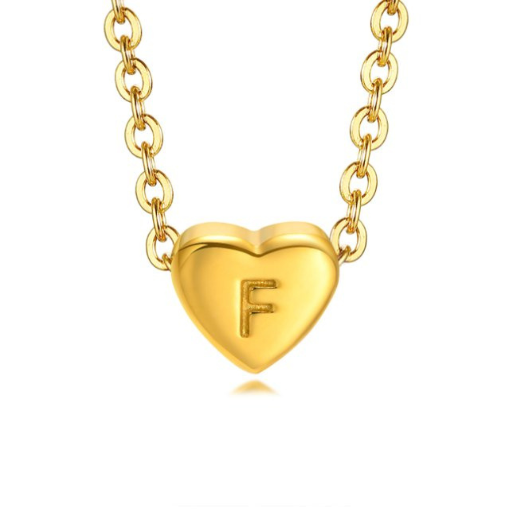 Heart Necklace with Letter Pendant