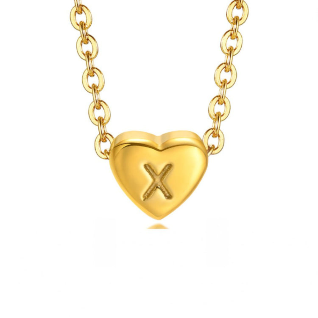 Heart Necklace with Letter Pendant