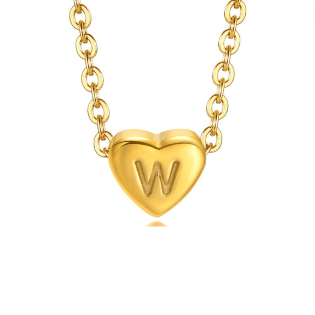 Heart Necklace with Letter Pendant