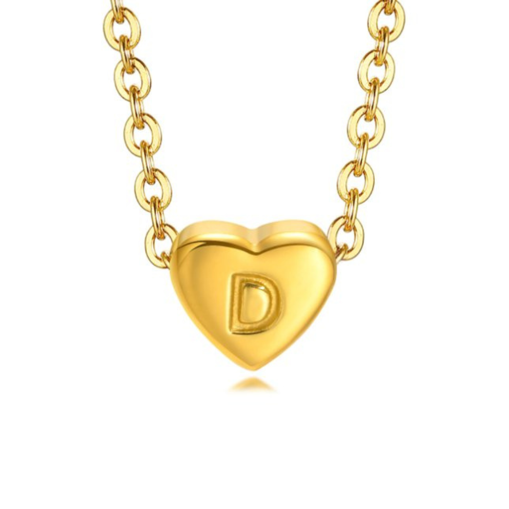 Heart Necklace with Letter Pendant
