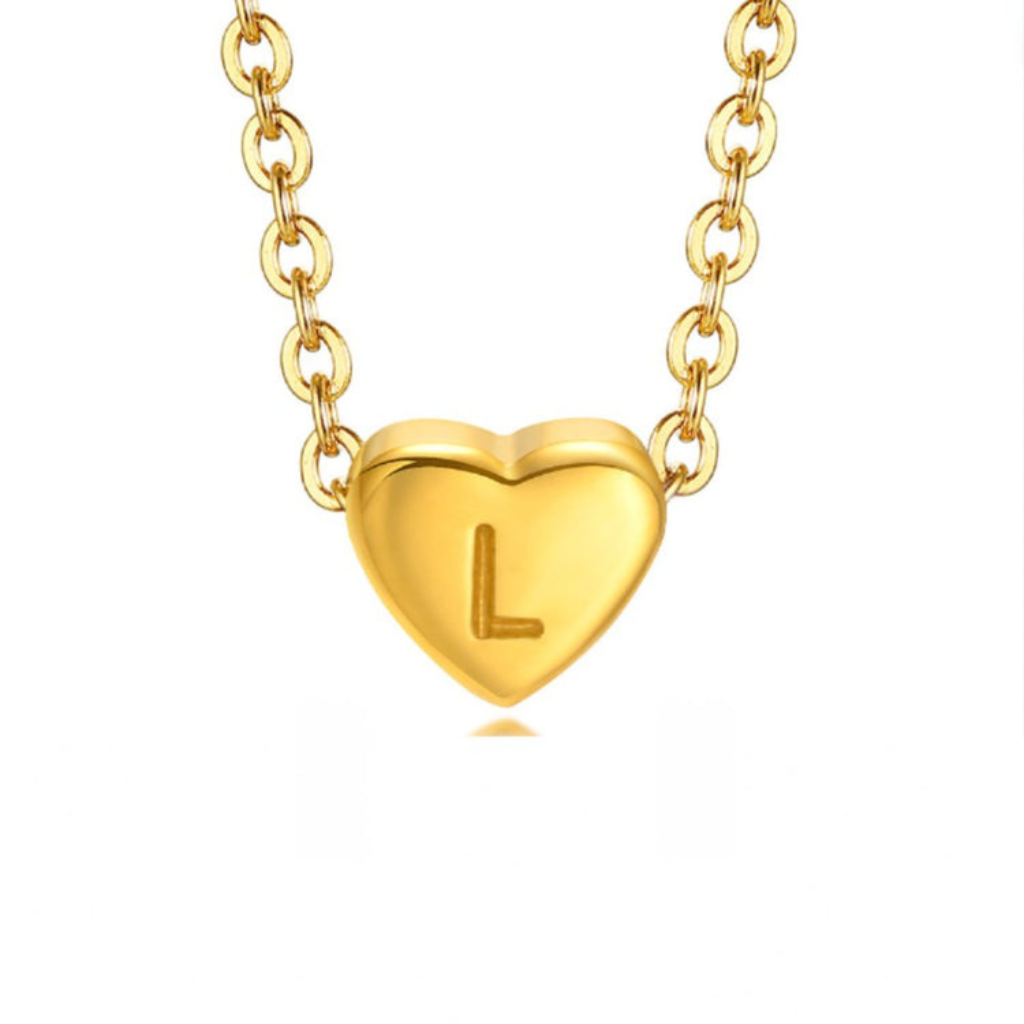 Heart Necklace with Letter Pendant