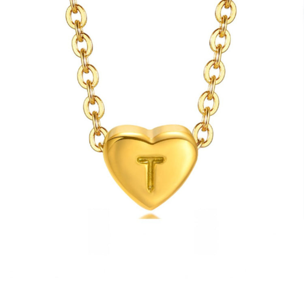 Heart Necklace with Letter Pendant