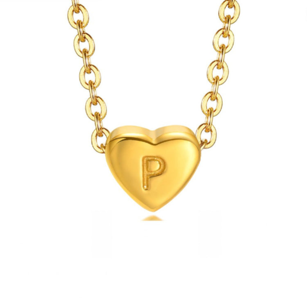 Heart Necklace with Letter Pendant