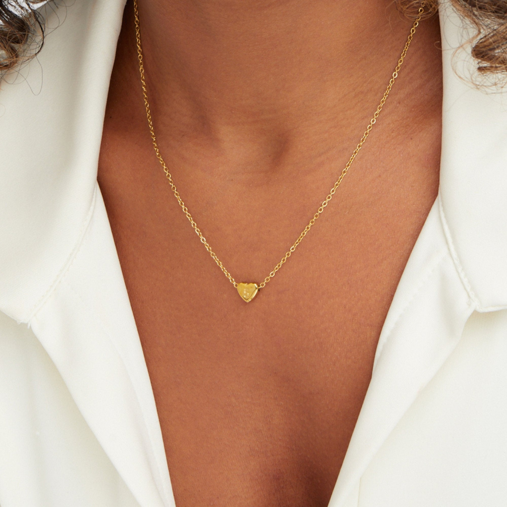 Heart Necklace with Letter Pendant