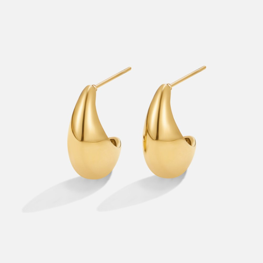 Gold Hoop Earrings Mini Curved