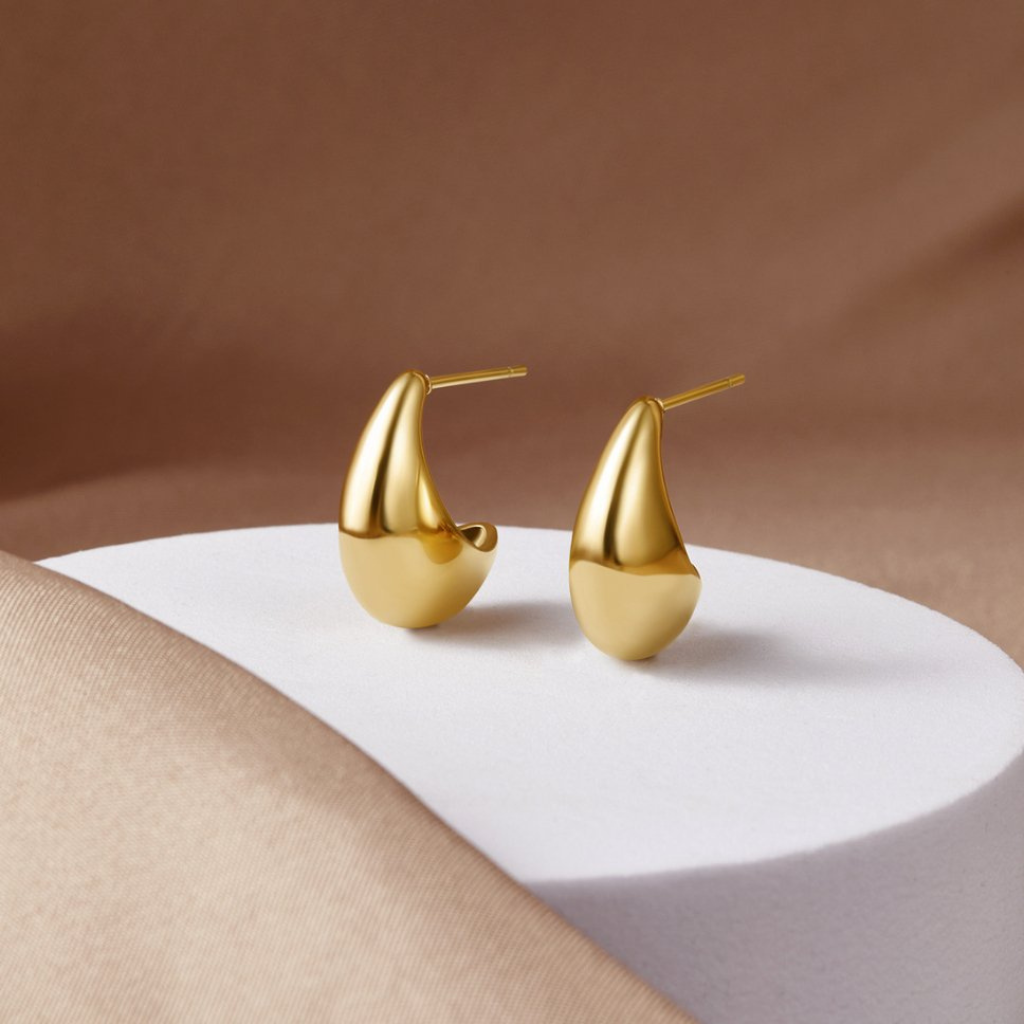 Gold Hoop Earrings Mini Curved