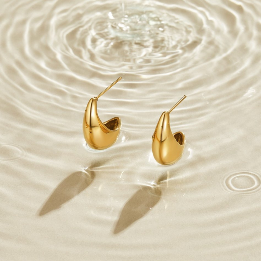 Gold Hoop Earrings Mini Curved