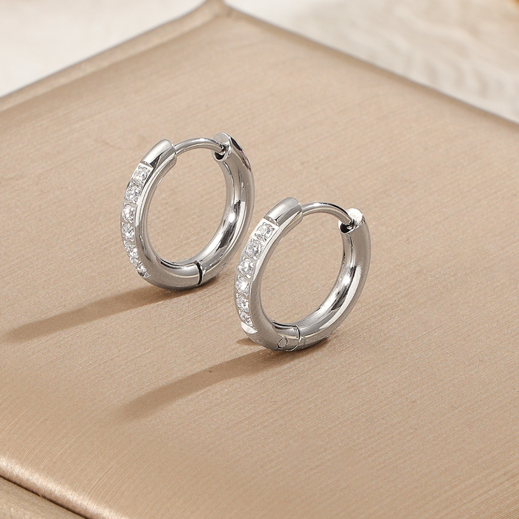 Hoop Earrings with Crystal Pave Band