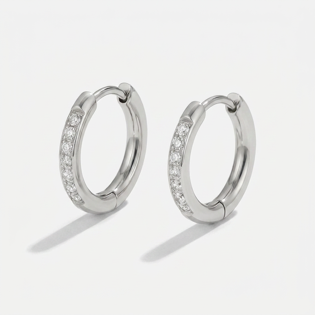 Hoop Earrings with Crystal Pave Band