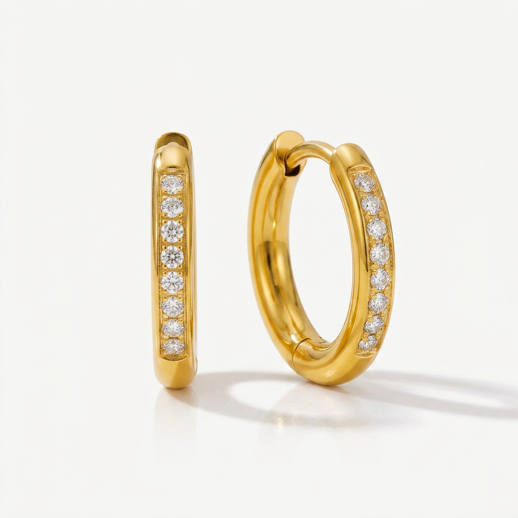 Hoop Earrings with Crystal Pave Band