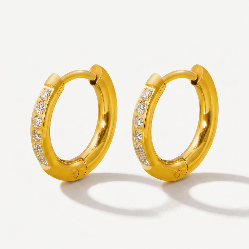 Hoop Earrings with Crystal Pave Band