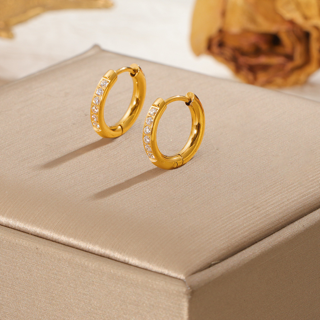 Hoop Earrings with Crystal Pave Band