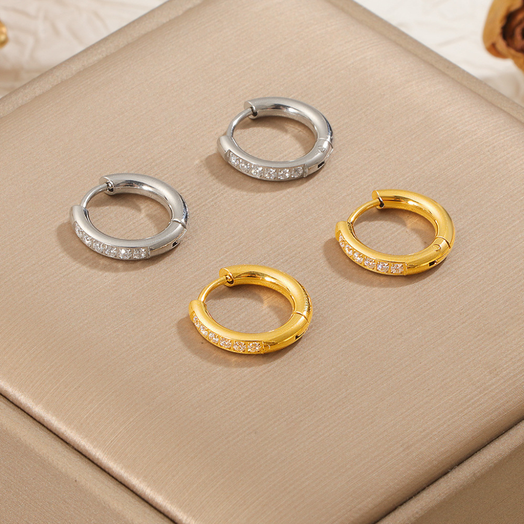 Hoop Earrings with Crystal Pave Band