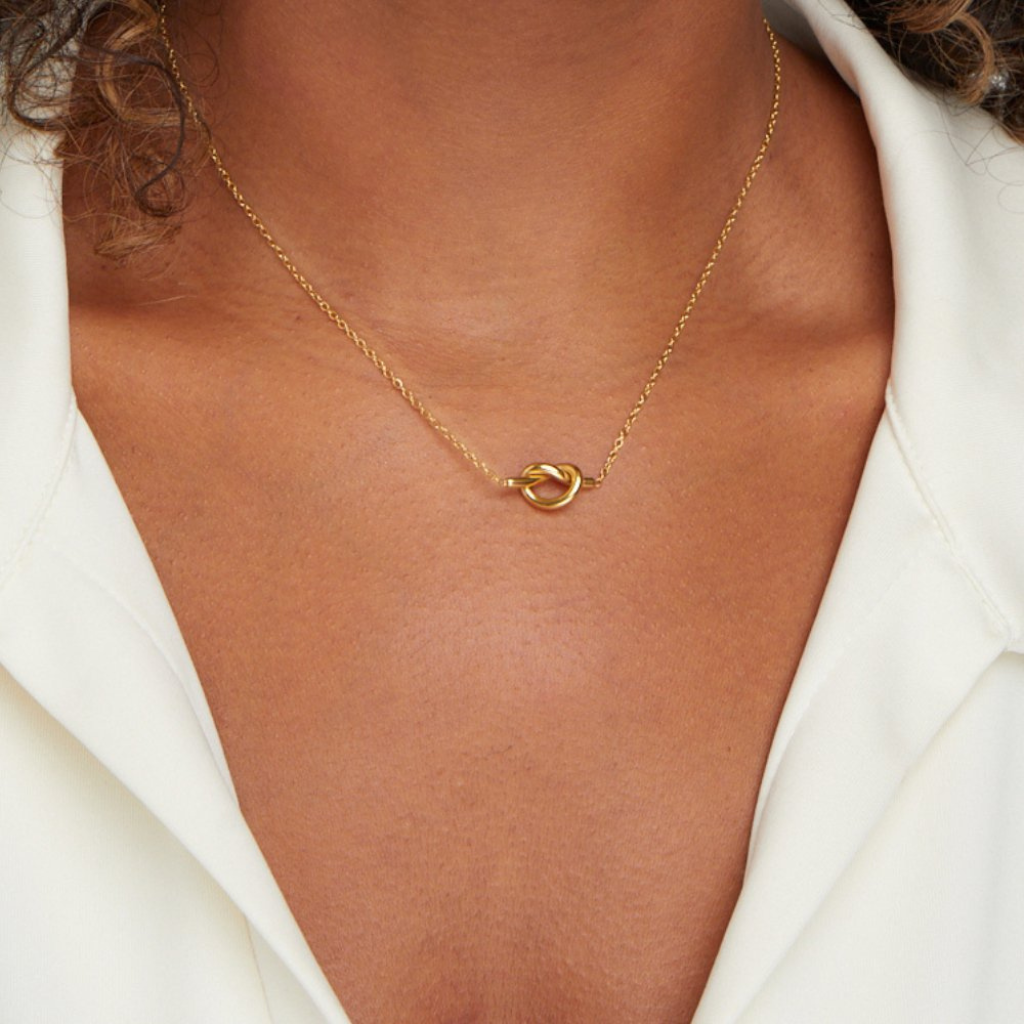 Knot Pendant Necklace Minimal Chain Design