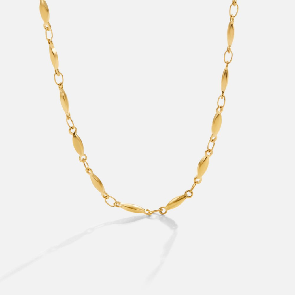 Gold Plated Chain Necklace with Elongated Links