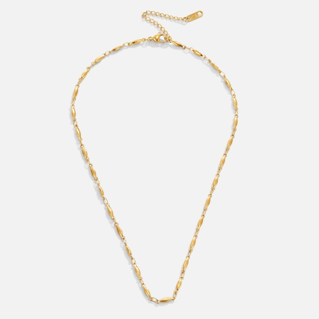 Gold Plated Chain Necklace with Elongated Links
