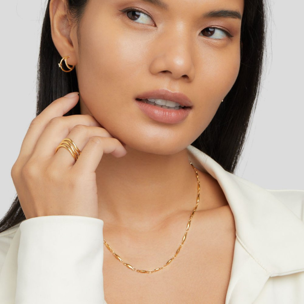 Gold Plated Chain Necklace with Elongated Links