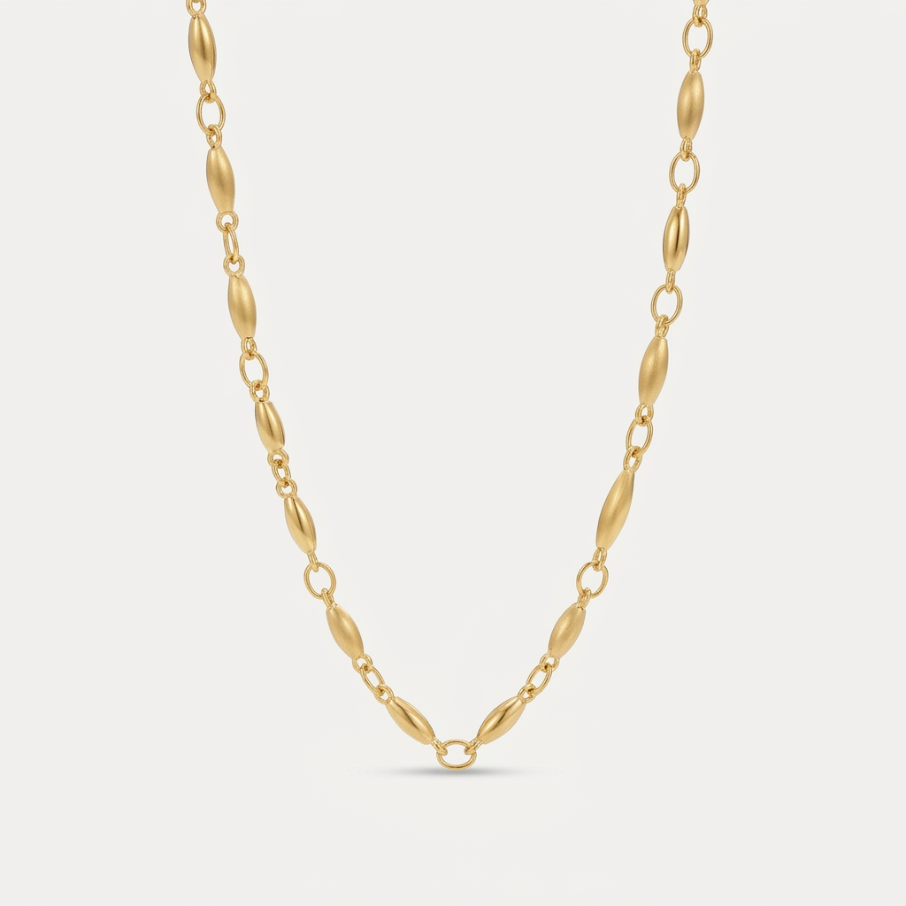Gold Plated Chain Necklace with Elongated Links