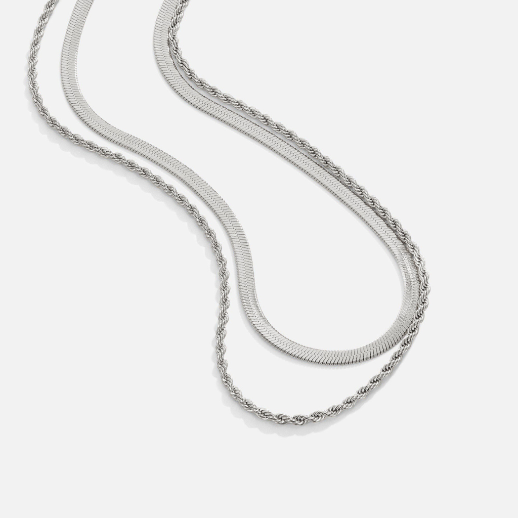 Layered Necklace with Snake and Rope Chains