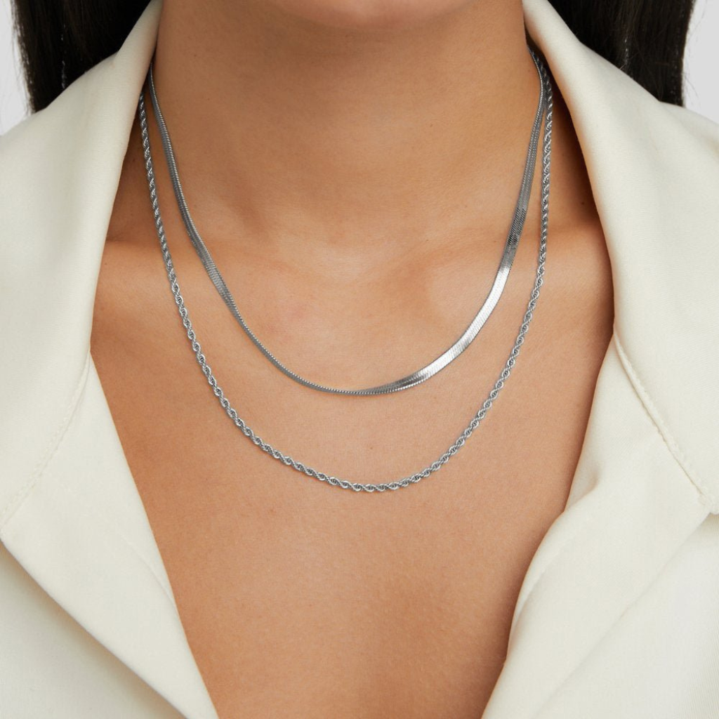 Layered Necklace with Snake and Rope Chains
