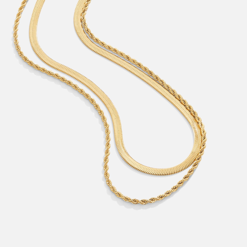 Layered Necklace with Snake and Rope Chains