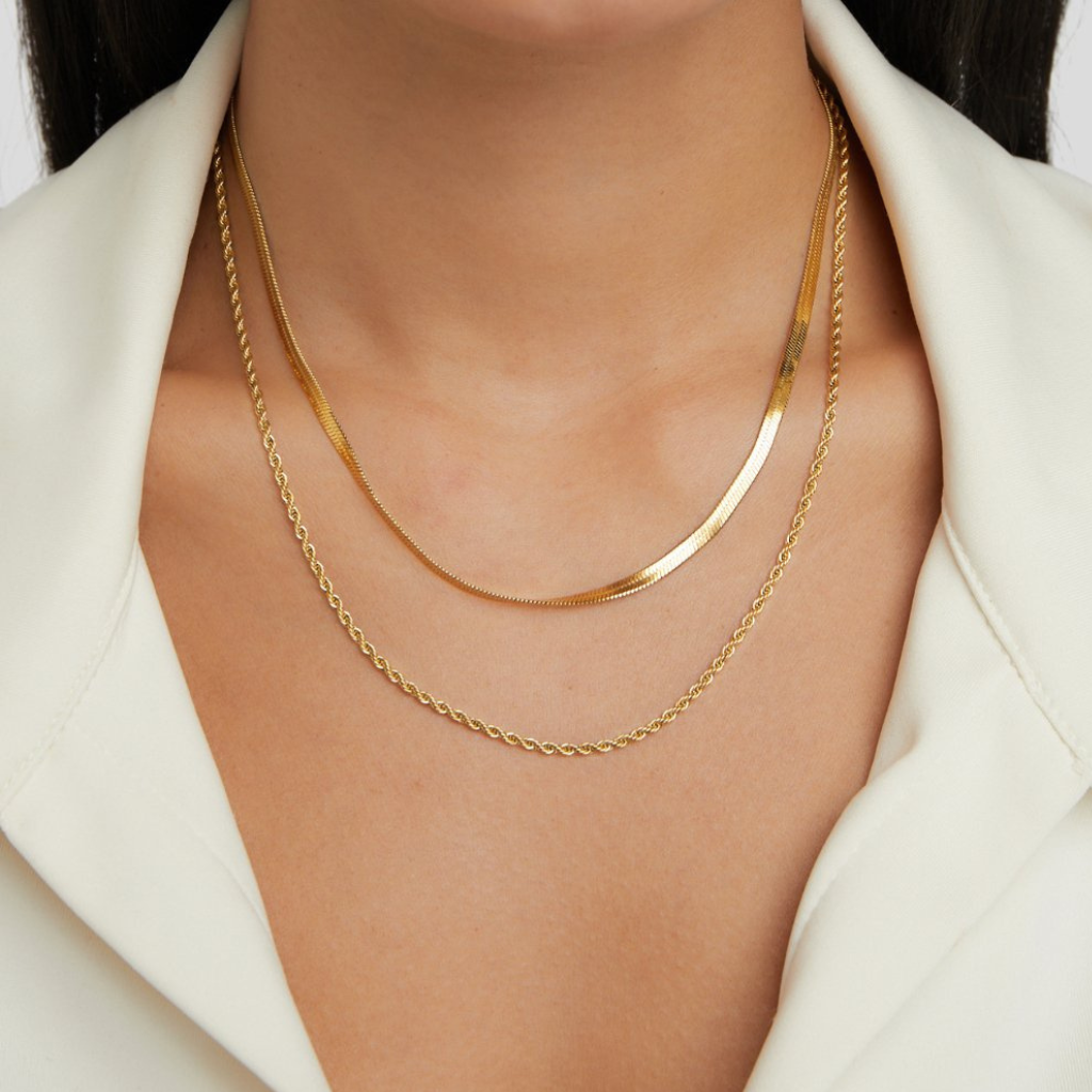 Layered Necklace with Snake and Rope Chains