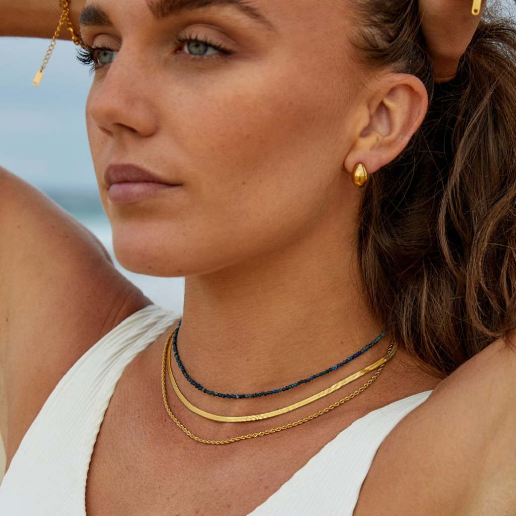 Layered Necklace with Snake and Rope Chains