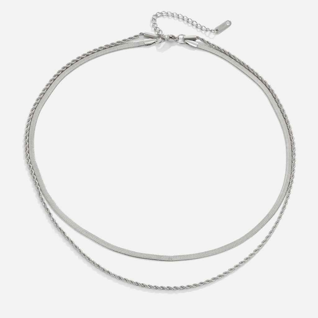 Layered Necklace with Snake and Rope Chains