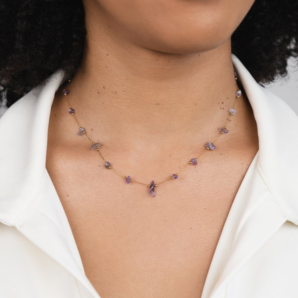 Necklace with Amethyst Crystal Beads