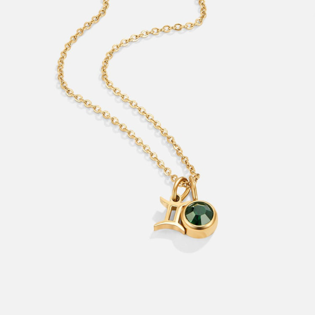 Zodiac Necklace with Birthstone Charm