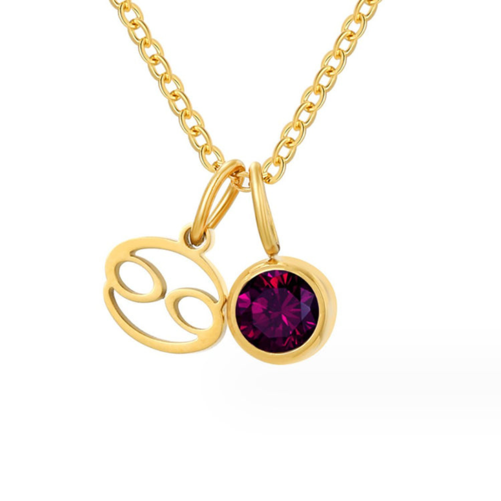 Zodiac Necklace with Birthstone Charm