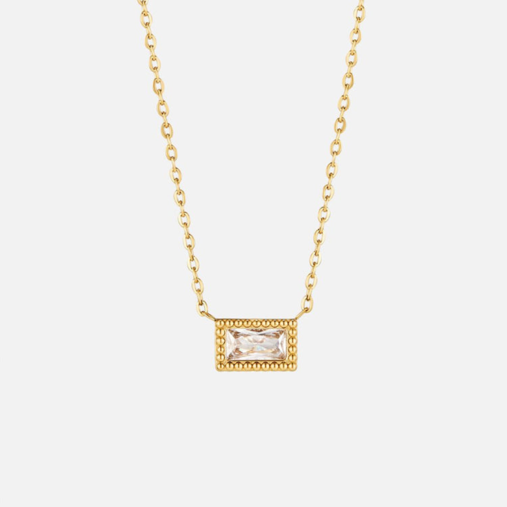 Birthstone Necklace with Baguette Crystal