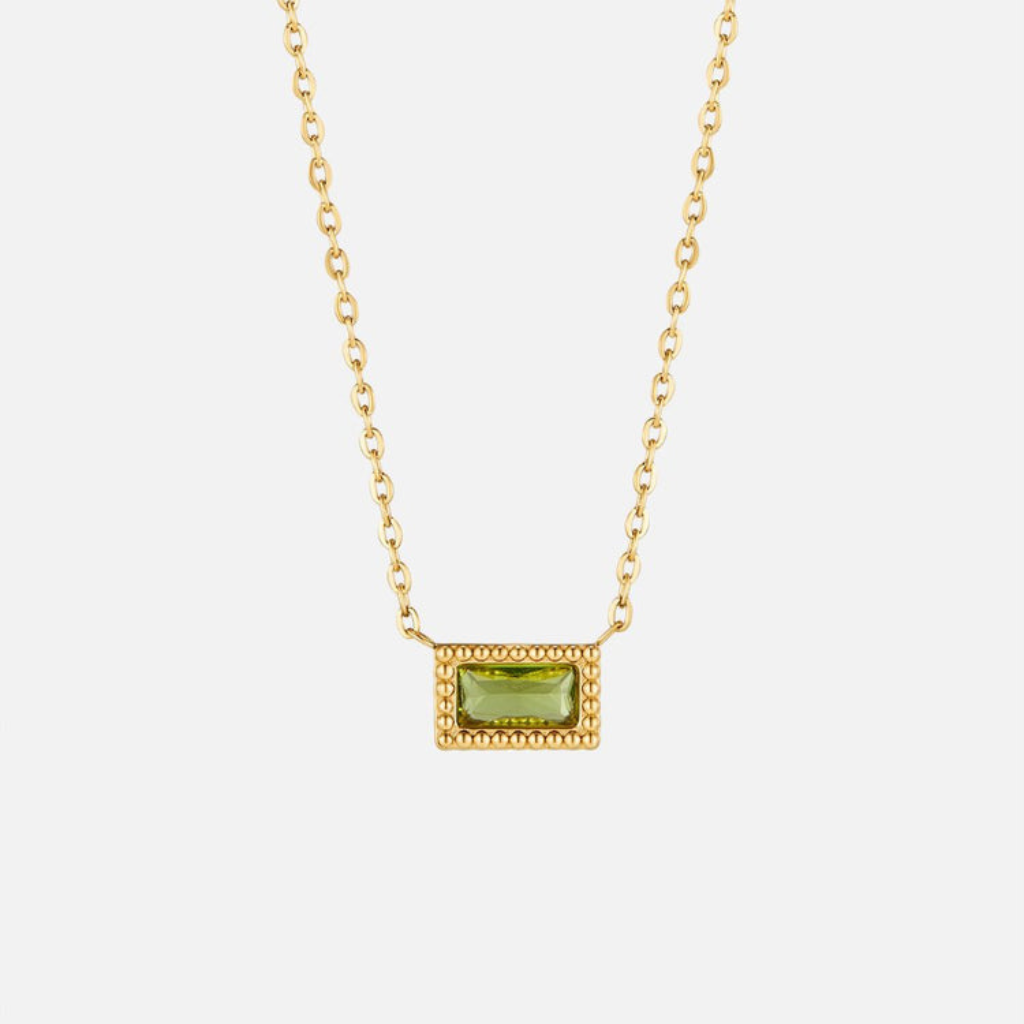 Birthstone Necklace with Baguette Crystal