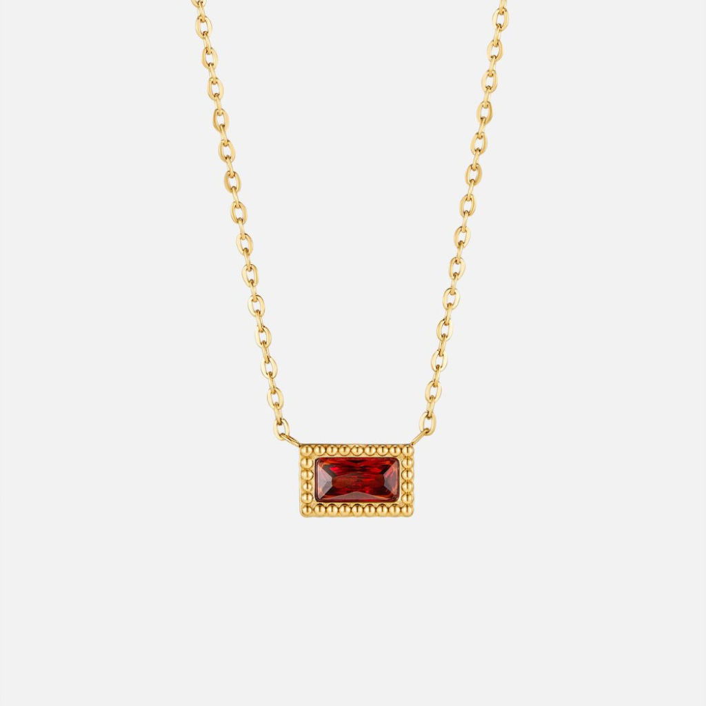 Birthstone Necklace with Baguette Crystal