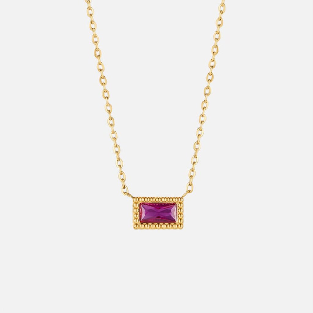 Birthstone Necklace with Baguette Crystal