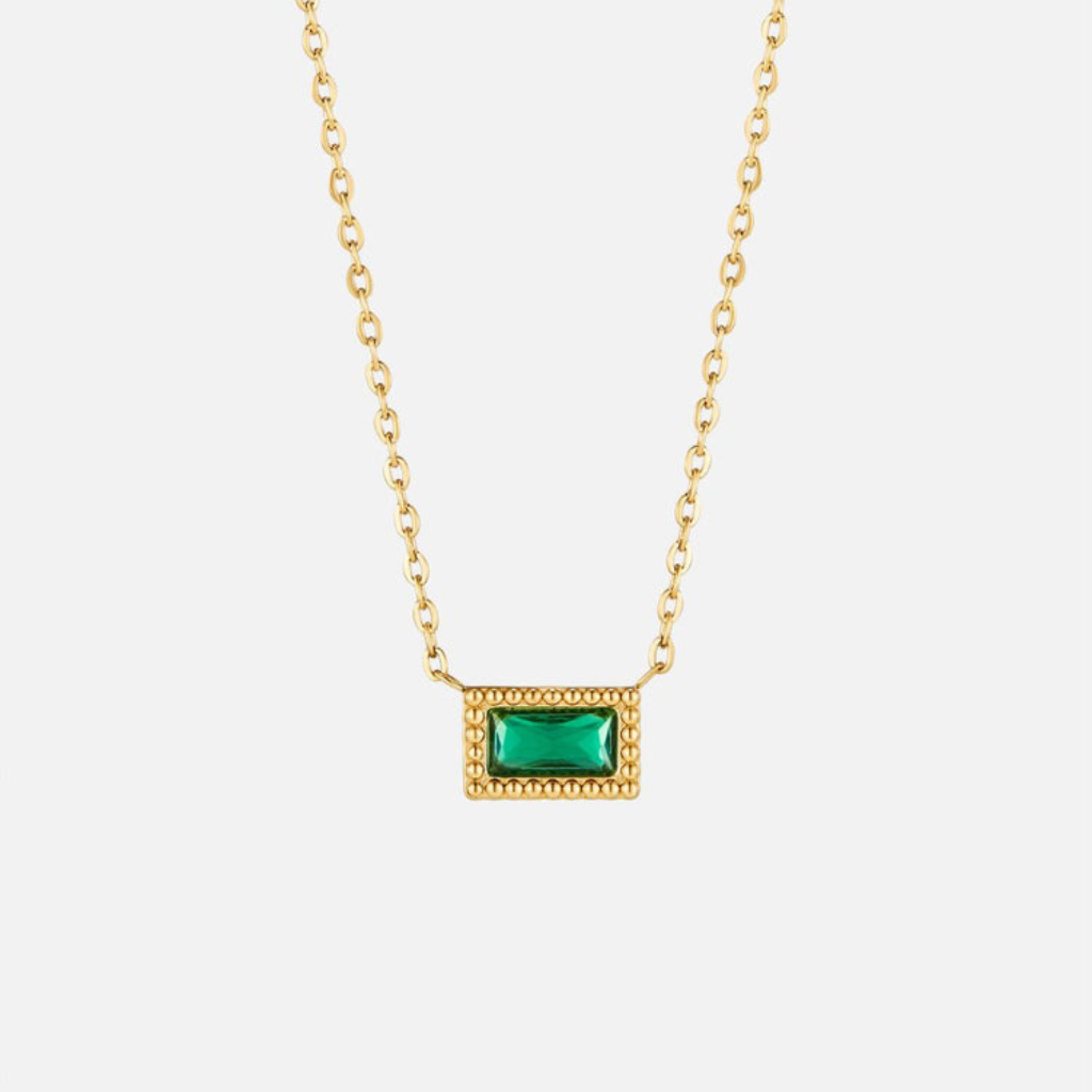 Birthstone Necklace with Baguette Crystal